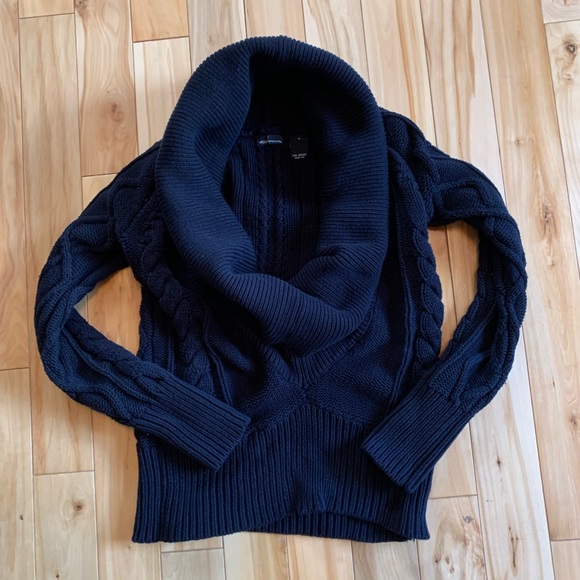 Cotton Cable-knit Sweater w/large Cowl Neck - Picture 3 of 9